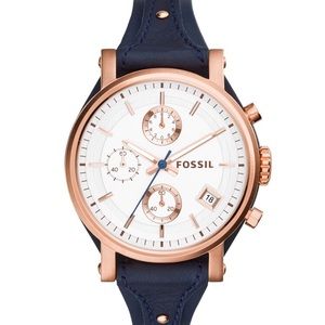 Fossil boyfriend chronograph leather watch (navy)